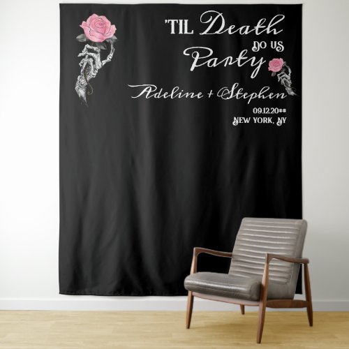 Gothic Skeleton Love Til Death Wedding Backdrop