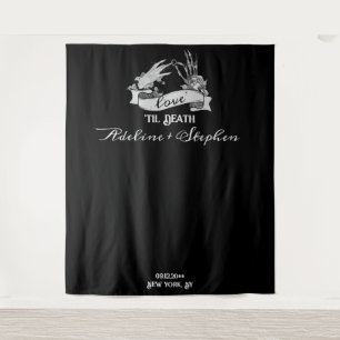 Gothic Skeleton Love Til Death Wedding Backdrop