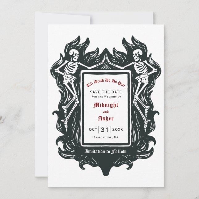 Gothic Skeleton Love Till Death Do Us Part  Save T Save The Date (Front)