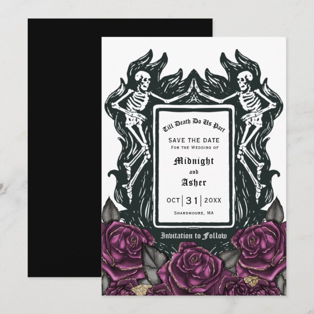 Gothic Skeleton Love Till Death Do Us Part  Save The Date (Front/Back)