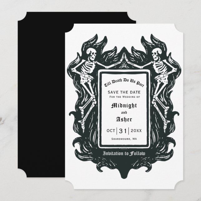 Gothic Skeleton Love Till Death Do Us Part  Save The Date (Front/Back)