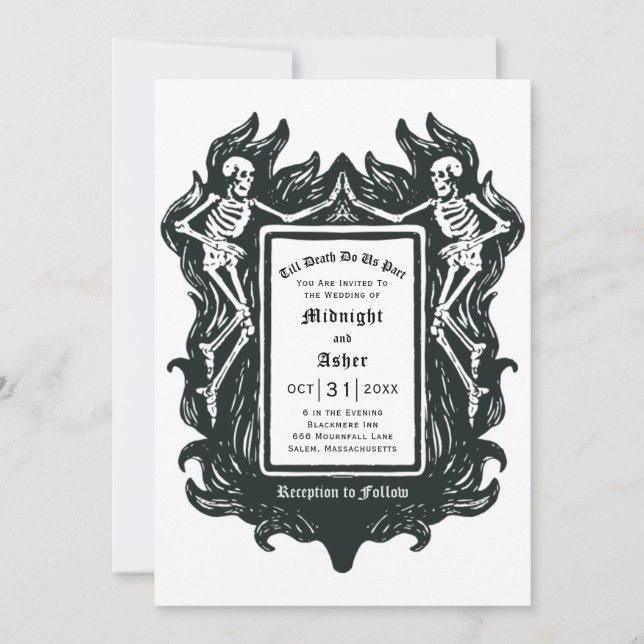 Gothic Skeleton Love Till Death Do Us Part Wedding Invitation (Front)