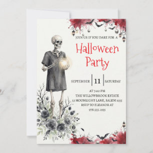 Gothic Skeleton Man Halloween Party Invitation