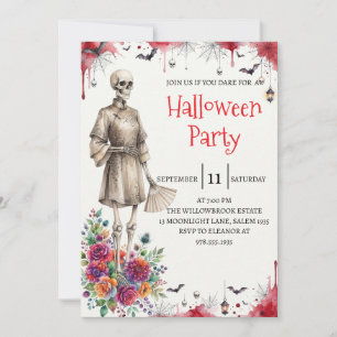 Gothic Skeleton Man Halloween Party Invitation