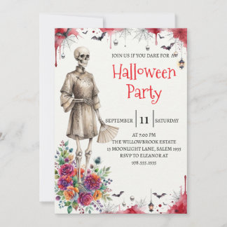 Gothic Skeleton Man Halloween Party Invitation