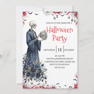 Gothic Skeleton Man Halloween Party Invitation