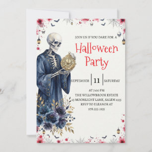 Gothic Skeleton Man Halloween Party Invitation
