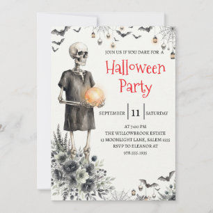 Gothic Skeleton Man Halloween Party Invitation