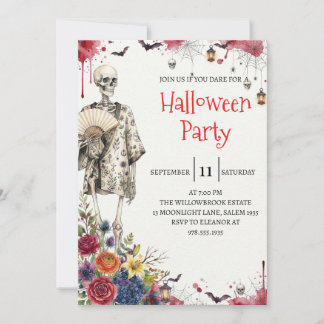 Gothic Skeleton Man Halloween Party Invitation