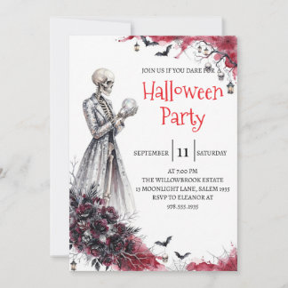 Gothic Skeleton Man Halloween Party Invitation