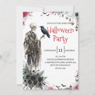 Gothic Skeleton Man Halloween Party Invitation