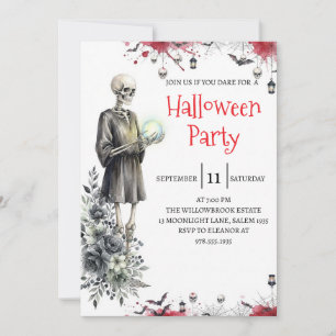 Gothic Skeleton Man Halloween Party Invitation
