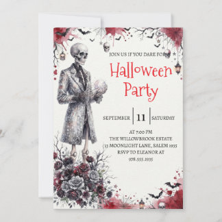 Gothic Skeleton Man Halloween Party Invitation
