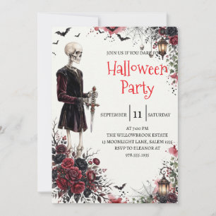 Gothic Skeleton Man Halloween Party Invitation