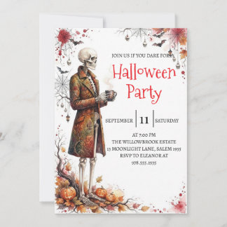 Gothic Skeleton Man Halloween Party Invitation