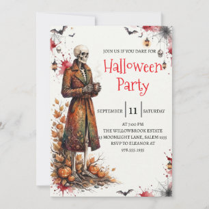 Gothic Skeleton Man Halloween Party Invitation