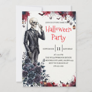 Gothic Skeleton Man Halloween Party Invitation