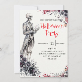 Gothic Skeleton Man Halloween Party Invitation