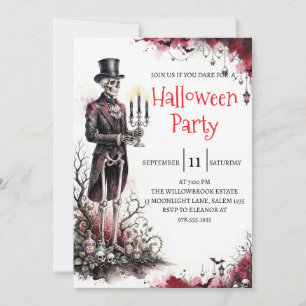 Gothic Skeleton Man Halloween Party Invitation