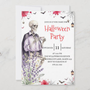 Gothic Skeleton Man Halloween Party Invitation