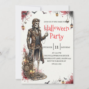 Gothic Skeleton Man Halloween Party Invitation