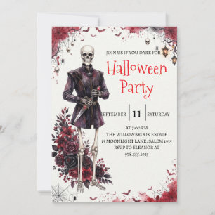 Gothic Skeleton Man Halloween Party Invitation