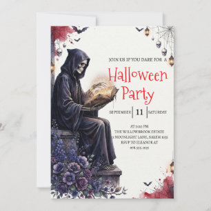 Gothic Skeleton Man Halloween Party Invitation