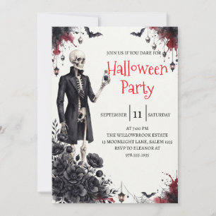 Gothic Skeleton Man Halloween Party Invitation