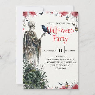 Gothic Skeleton Man Halloween Party Invitation