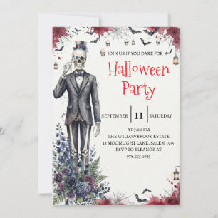 Gothic Skeleton Man Halloween Party Invitation