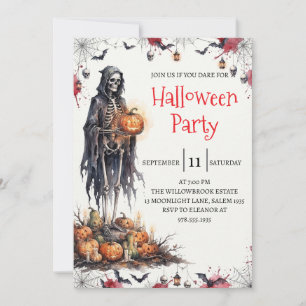 Gothic Skeleton Man Halloween Party Invitation