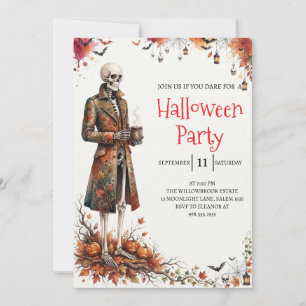 Gothic Skeleton Man Halloween Party Invitation