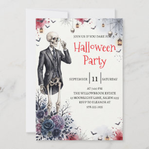 Gothic Skeleton Man Halloween Party Invitation