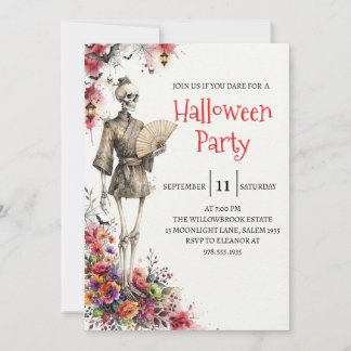 Gothic Skeleton Man Halloween Party Invitation