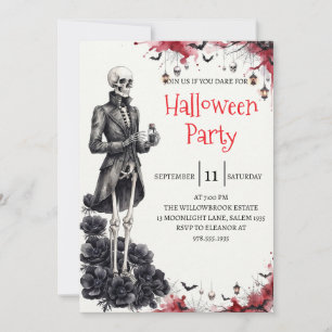 Gothic Skeleton Man Halloween Party Invitation