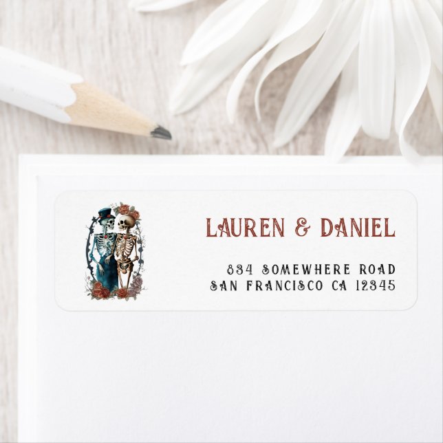 Gothic Skeleton Names Return Address Wedding Label (Insitu)
