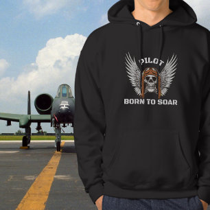 Gothic Skeleton Pilot Born to Soar Birthday  Hoodie