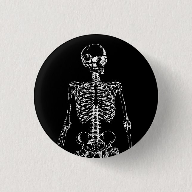 GOTHIC SKELETON PINBACK BUTTON (Front)