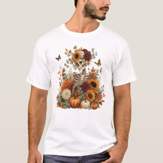 Gothic Skeleton Pumpkin Halloween  T-Shirt