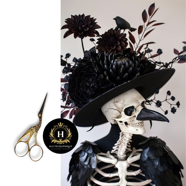 Gothic Skeleton Raven Feathers Floral Decoupage  Tissue Paper (Creator Uploaded)