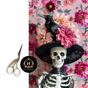 Gothic Skeleton Raven Halloween Hat Decoupage  Tissue Paper