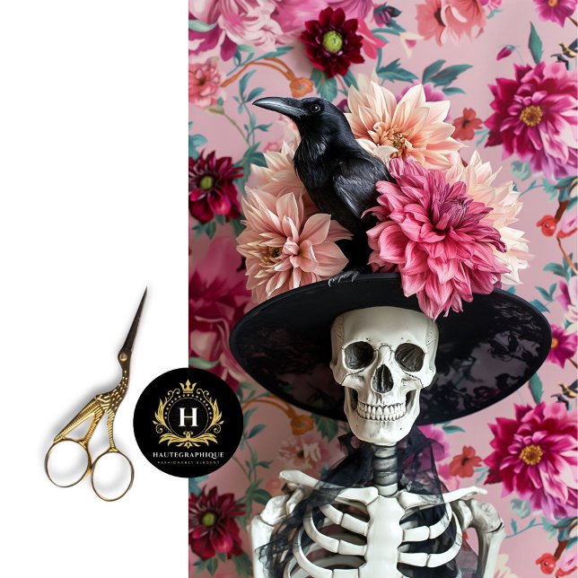 Gothic Skeleton Raven Halloween Hat Decoupage  Tissue Paper (Creator Uploaded)
