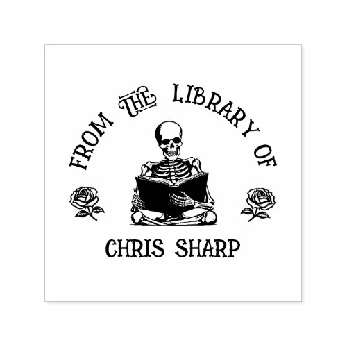 Gothic Skeleton Roses From The Library Of Book Self_inking Stamp