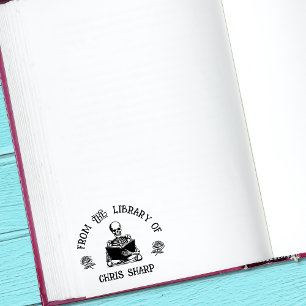 Gothic Skeleton Roses From The Library Of Book Self-inking Stamp