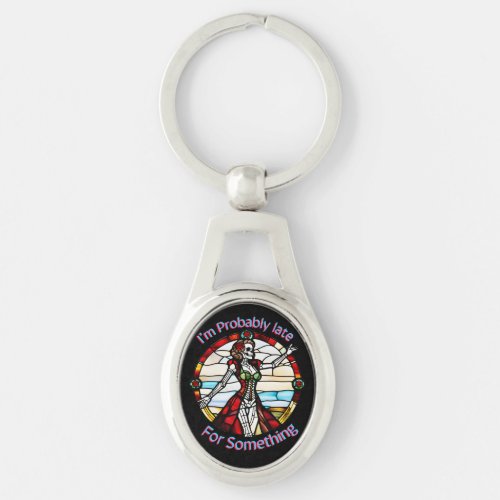 Gothic Skeleton Stained Glass Keychain