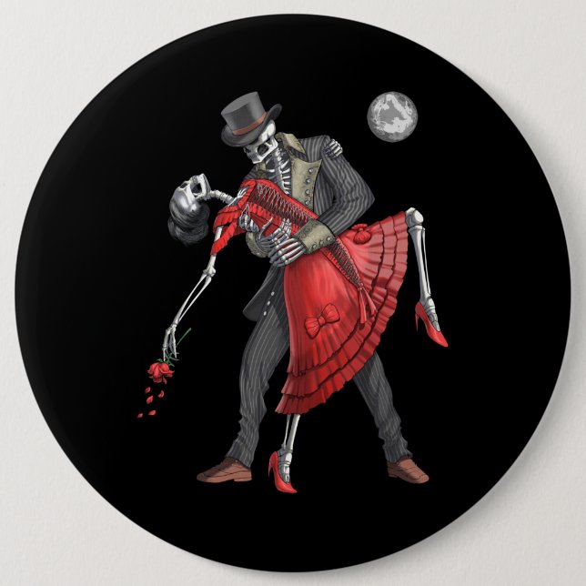 Gothic Skeletons Dancing Button (Front)
