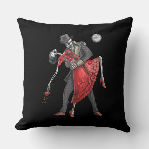 Gothic Skeletons Dancing Throw Pillow