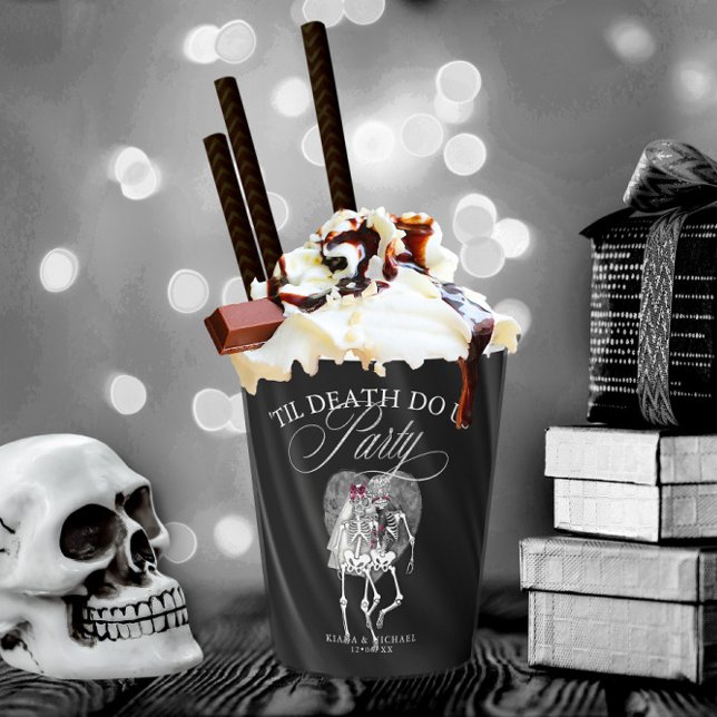 Gothic Skeletons 'Til Death Party Burgundy ID866 Paper Cups (Creator Uploaded)