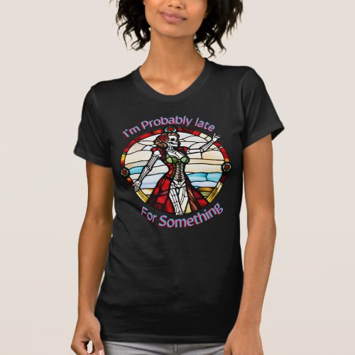 Gothic Skelly Stained glass T_shirt