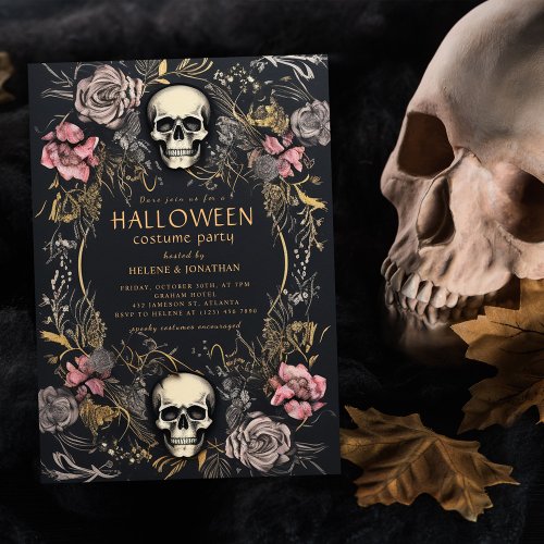 Gothic Skull Adult Halloween Party Invitation